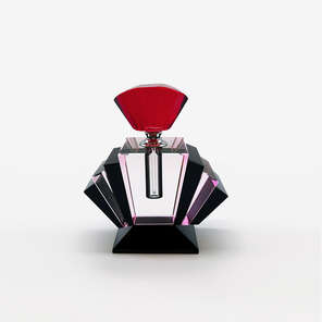 Karun Home handmade perfume bottle with colored glass and unique design