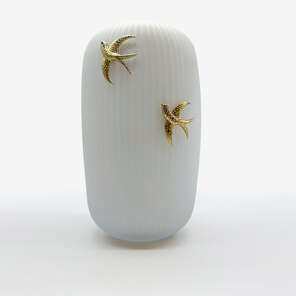 Karun Home matte white glass decorative vase with swallow bird detail