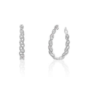 18K White Gold Diamond Hoop Earring